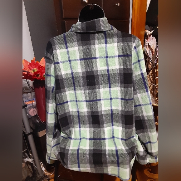 Anne Klein Women's Long Sleeve Flannel Green Plaid Button Up Shirt Pajama Top 2X - Picture 5 of 7
